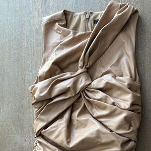 Express One-Shoulder Twist-Detail Dress in Taupe